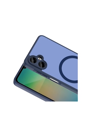 Samsung Galaxy Uyumlu A06 Kılıf M-safe Şarj Özellikli Zore Babet Kapak - Lacivert