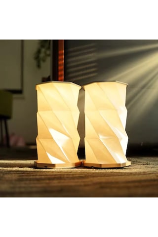 Led Dönen Kitap Lambası Abs Ahşap & Kağıt Lamba Taşınabilir Usb Şarj Edilebilir Beyaz Beyaz