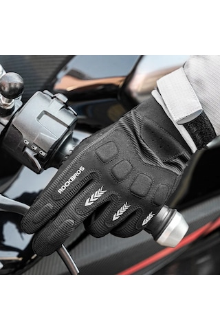 Rockbros Mt016 1 Çift Açık Bisiklet Koruma Eldiveni Dokunmatik Ekran Tam Parmak Eldiven - Siyah M