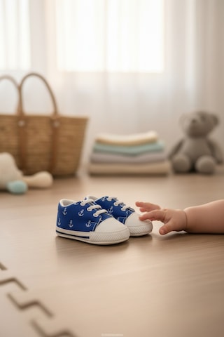Balbeybi Bebek Deniz Çapalı Figürlü Spor Ayakkabı Kaydırmaz Taban İlk Adım Sneaker Ortopedik Hafif Günlük Mavi