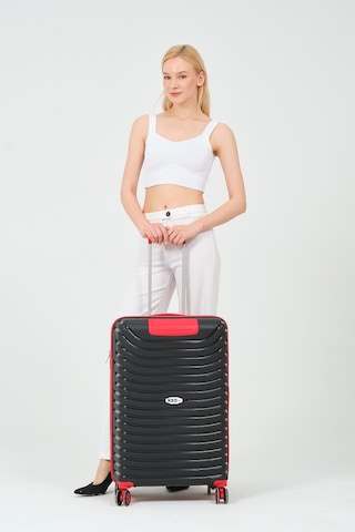 Siyah-kırmızı Orta Boy Silikon Kırılmaz Pp Valiz Siyah