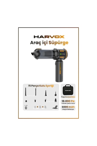 Harvox Professional 18000pa Fırçasız Motorlu Şarjlı Araç Süpürgesi - Sarı