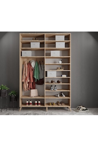 Açelya Portmanto Vestiyer Meşe Beyaz  M8-140 cm