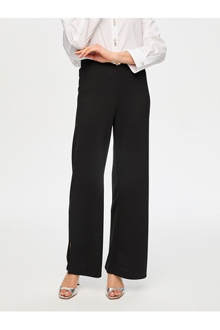 Faik Sönmez Beli Lastikli Triko Görünümlü Wide Leg Fit Pantolon S26pnt032 Us26pnt03210 Siyah