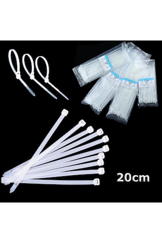 20Cm Kablo Bağı Cırt Kelepçe Kablo Toplama 100 Lü Paket Beyaz