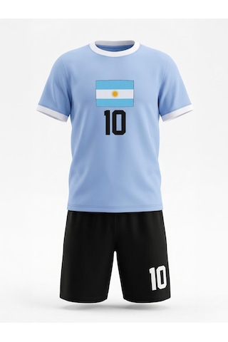 Civil Boys Argentina Baskılı 2'li 6-9 Yaş Takım - Pamuk Forma - Mavi