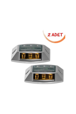 Evelux Solar Yol Butonu Güneş Enerjili Yol Butonu Trafik Ledli Solar Buton Sarı 2 Adet