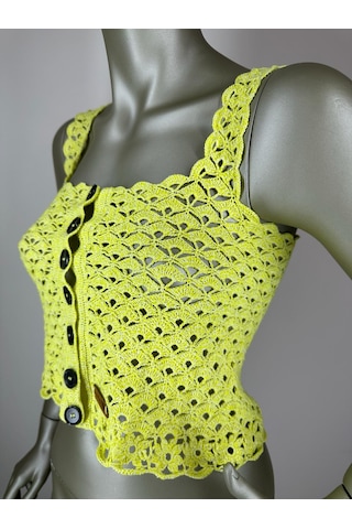 İvita Çok Tarz El Yapımı Tığ Örgüsü Crop Top Yeşil İvita Çok Tarz El Yapımı Tığ Örgüsü Crop Top Yeşil
