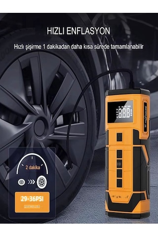 A-5577 8000mah Akü Takviyeli Şişirme Kompresörü - Led Ekranlı Sco