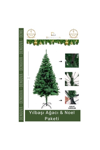 Noelpaketi Yılbaşı Çam Ağacı Ev Ofis Dekorasyonu Kaliteli Sık Dallı Noel Paketi 150 Cm 220 Dal Standart