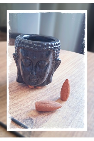 Buda Kafası El Yapımı Dekoratif Mumluk Ve Konik Tütsülük Buhurdanlık Obje