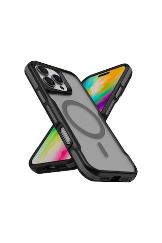 Apple Uyumlu iPhone 16 Pro Max Kılıf Magsafe Airbag Kamera Yükseltili Silikon Mat Parmak İzi Tutmayan Nourthkingdom Gri