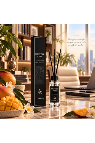 Premium Oda Kokusu Bambu Çubuklu Beyaz Şişe 100 Ml Mango