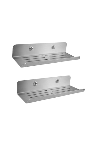 Paslanmaz Çelik 2 Adet 24cm Banyo Duş Rafı Düzenleyici -set - Vidalı Montaj - İnox Çok Renkli
