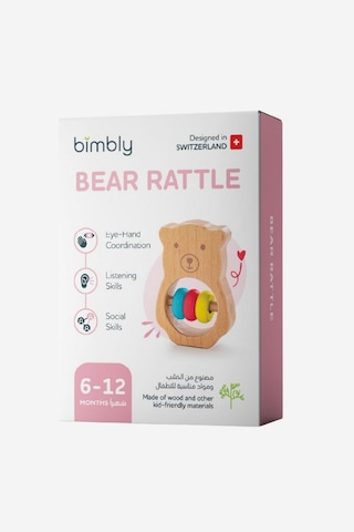 Bimbly Ahşap Montessori Çıngırak Diş Kaşıyıcı, Duyusal ve Motor Gelişim Oyuncağı 6 Ay+ Eğitici Oyuncaklar
