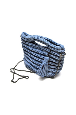 Handmade Makrome İp Tasarım Kadın Çanta Mavi