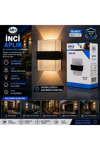 Ars-348956 Ip66 10w İnci Led Aplik Duvar Lambası - 50.000 Saat Led Ömrü Diğer