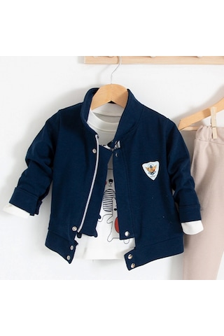 3-18 Ay We Are Ceketli 3'lü Erkek Bebek Takımı Lacivert Lacivert