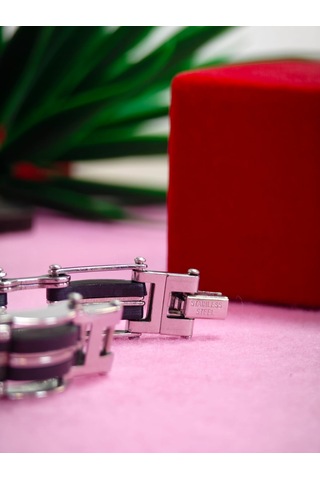 Çelik Derili Bileklik Kişiye Özel İsimli Paslanmaz Derili Çelik İsimli Bileklik 316 L Çelik Altın - Pembe