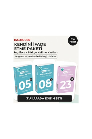 Bigibuddy Wordsbuddy Türkçe İngilizce Kelime Kartları Kendini İfade Etme 90 Kart 3 Lü Set Bigione Cihaz Hariç