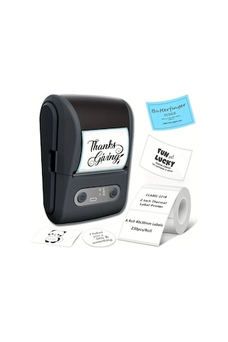 Siyah Kablosuz Portatif Etiket Yazıcısı Çok Renkli