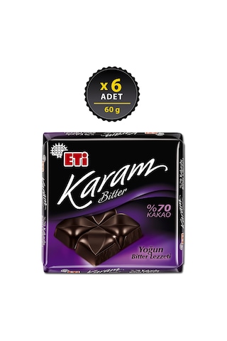 Eti Karam %70 Kakaolu Bitter Çikolata 6 x 60 G