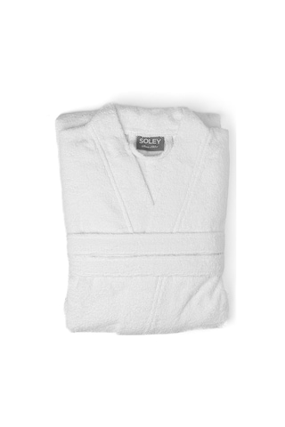 Soley HV.KIMONO.01 %100 Pamuklu Kimono Bornoz Beyaz