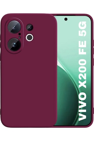 Vivo X200 Fe Uyumlu Silikon Kılıf - Kamera Korumalı Esnek Pastel Renk Kapak - Bordo Bordo