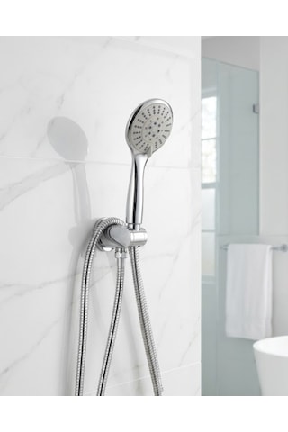 Northcity Kireç Dayanıklı Duş Başlığı Seti - Spiral Hortum Hareketli El Duşu Tutacağı Krom
