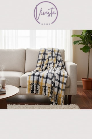 Yumuşacık Scotch Battaniye 150 200 Cm Sıcak, Şık Ve Konforlu Tasarım Sarı - Siyah