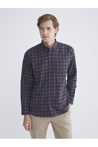 Lcwaıkıkı Classic Kahverengi Regular Fit Uzun Kollu Ekose Gabardin Erkek Gömlek