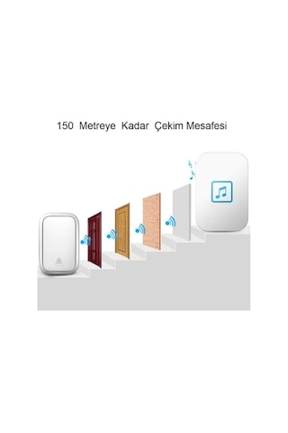 Su Geçirmez Beyaz Kablosuz Pil Gerektirmeyen Kapı Zili
