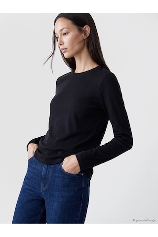 Lcw Everyday Siyah Bisiklet Yaka %100 Pamuklu Kadın Body