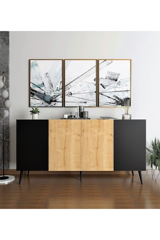 Floradesign Saphire Konsol / Konsol / Çok Amaçlı Dolap 160 Cm Meşe-siyah