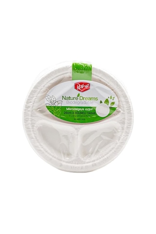 Roll-up Nature Ekolojik Karton Kağıt Tek Kullanımlık 3 Bölmeli Tabak - 26 Cm. - 50 Adetlik 1 Paket Diğer