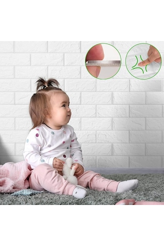 50cmx500cm 2,5 M2 1 Adet Yapışkanlı Duvar Kağıdı Esnek Köpük Paneli Beyaz 3d Tuğla Desen Ev Ofis