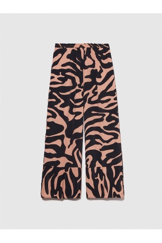 Sisley Viskoz Beli Lastikli Paça Detaylı Desenli Kloş Pantolon Kadın Mavi Pantolon - 324p4vjdlf05c