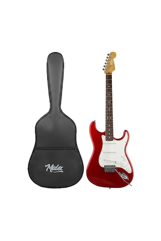 Midex Rph-30wrd Kırmızı Renk Gül Klavye Strat Kasa Sss Elektro Gitar Seti