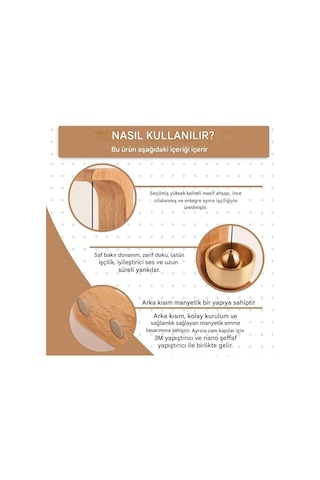 Masif Ahşap Ve Pirinç Kapı Zili Rüzgar Çanı Manyetik Yapıştırıcılı/cam Kapı Uyumlu Minimal Dekoratif Kapı Çanı Ev Ofis Dükkan Giriş Zili