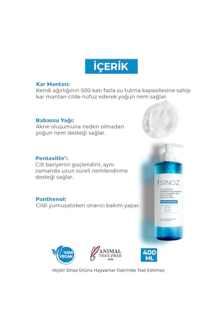 Sinoz Hydrapro Kuru ve Hassas Ciltler için Nemlendiricili Yüz Temizleme Jeli 400 ML