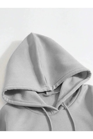 Mbb E-ticaret Erkek 3 İplik Pamuklu Kapüşonlu Kanguru Cepli Sweatshirt Hoodie - Boyalı Gri