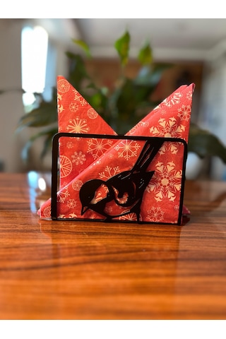 Nfs Dizayn Dekoratif Lazer Kesim Serçe Desenli Metal Peçetelik