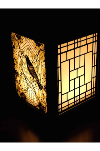 Serie Lumina Shoji Masa Ve Gece Lambası - Ardıç Kuşu Figürlü Klasik Zen Kafes Japon Feneri Sıcak Led Ambiyans Işığı Siyah