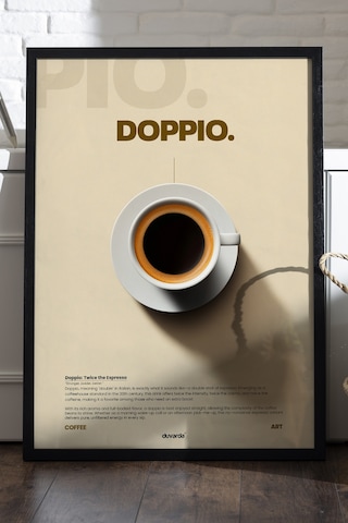 Doppio Kahve Siyah Ahşap Çerçeveli Poster, Dekoratif Duvar Tablosu