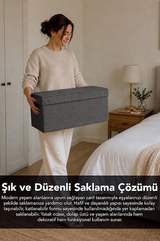 6'lı Organizer Baza Hurç Seti - Çok Amaçlı Kapaklı Saklama Kutusu 50x40x19cm Antrasit