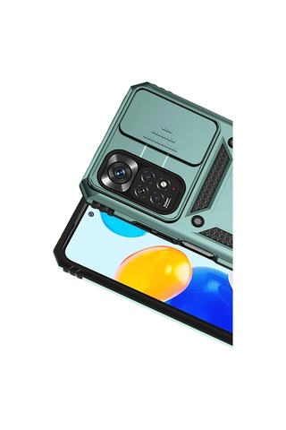 Mmb-trade Redmi Note 11 Pro Kılıf Pars Lens Yüzüklü Silikon - Yeşil Mmbz