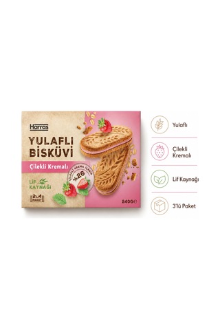 Yulaflı Bisküvi Çilekli Kremalı 240 G X 3 Adet