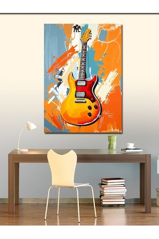 Kanvas Tablo Turuncu Elektrogitar 70cmx100cm
