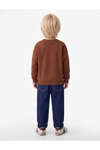 Koton Baskılı Şardonlu Pamuklu Bisiklet Yaka Uzun Kollu Sweatshirt Kahverengi 7wmb10125tk Kahve