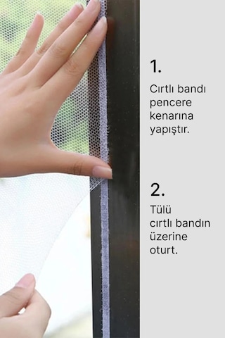 Kayra Tek Kanat Pencere Tül Sineklik 125x75 Cm 5 Cm Cırt Bantlı Kolay Montaj 125x75